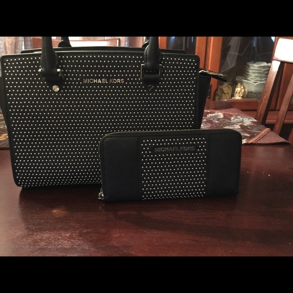 Authentic Micro Studded MK bag with wallet