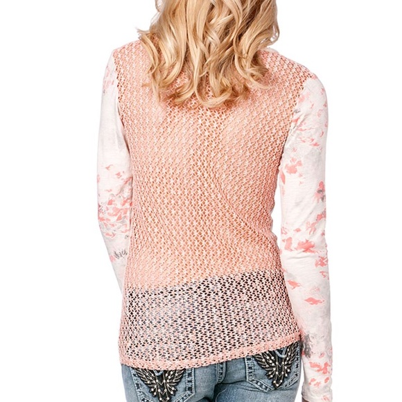 Miss Me Crochet Back Long Sleeve Top - Picture 2 of 4
