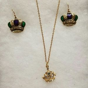 Louisiana Crown gold necklace and earrings