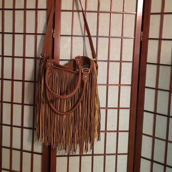 Brown fringe pocketbook