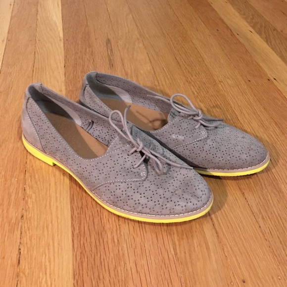 perf suede oxfords with yellow pop sole