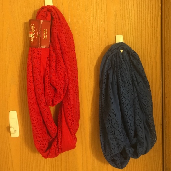 Red and Blue Infinity Scaves.