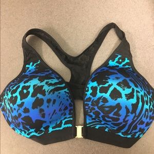Leopard satin and lace bra