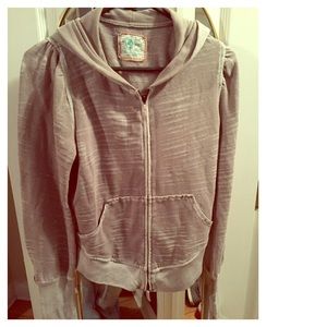 Grey Free People zip hoodie