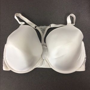 White satin and lace bra