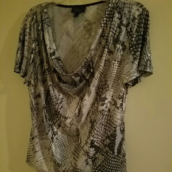 GREY/BLACK SHIMMER BLOUSE