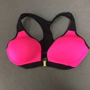 Hot pink and black lace bra