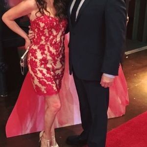 Xscape red & nude dress from Nordstrom. Sz 4