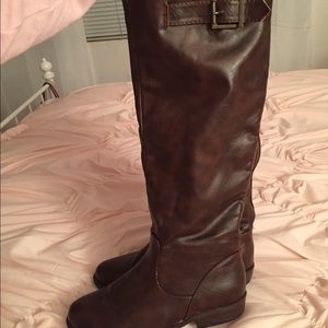 Dark Brown bamboo leather riding boots