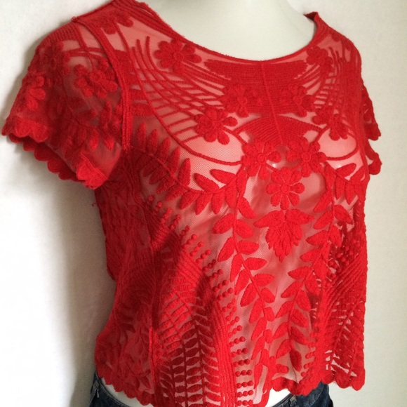 Express Tops - Express red lace top ✨HP✨