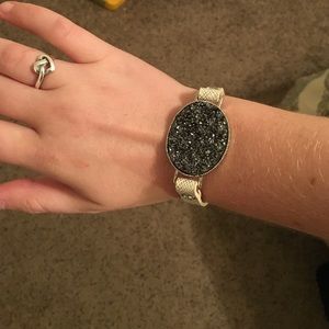 Natural stone and leather bracelet