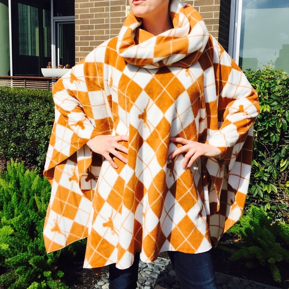 Hook 'Em Horns Couture Plaid Poncho Shrug 60's - Picture 1 of 4