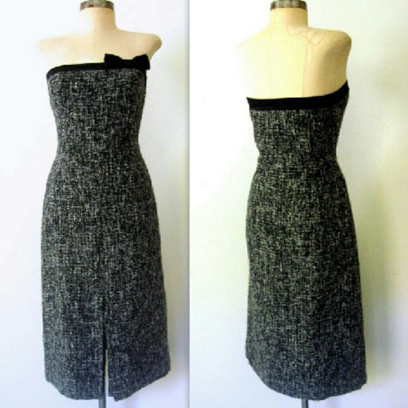 EXPRESS Strapless Tweed & Bow Dress 10 - Picture 2 of 2