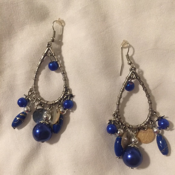 Silver and Blue Dangle Earrings