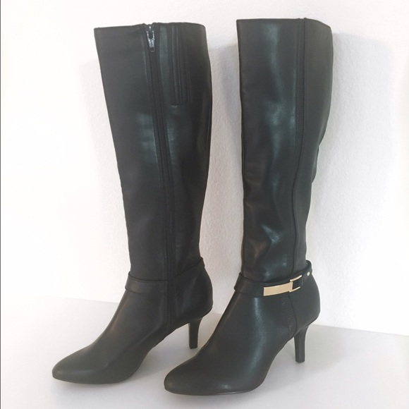 ALFANI // Black Leather Heel Boot - Picture 1 of 4