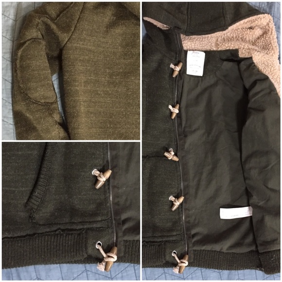 Zara Heavy Knit Toggle Coat - Dark Olive - Picture 4 of 4