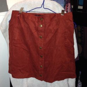 Suede Orange Button Up Skirt