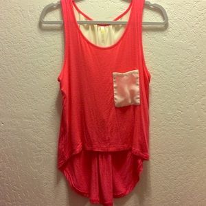 Pink tank top with sheer back. Almost never worn