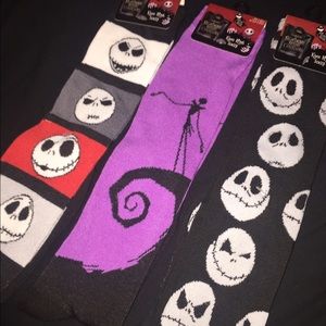 New* Set of 3 knee high jack skellington socks