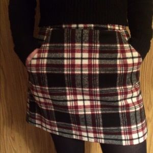 Red plaid mini skirt