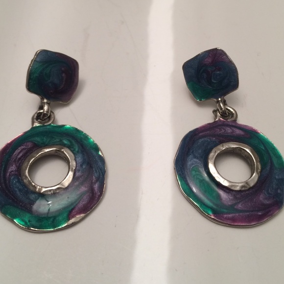 Vintage enamel earrings - Picture 3 of 3