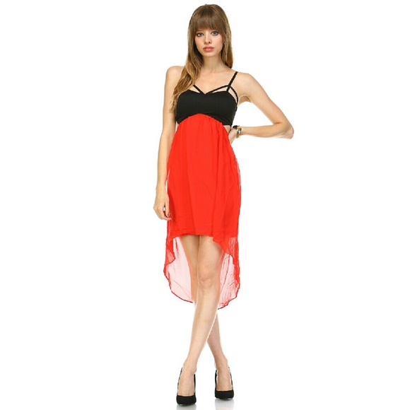 Sexy Black & Red Asymmetrical Dress - Picture 1 of 4