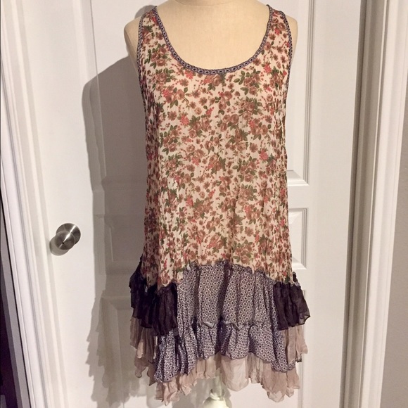 Sheer floral overlay with ruffles