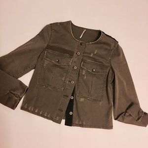 Free People Olive Green Military Jacket