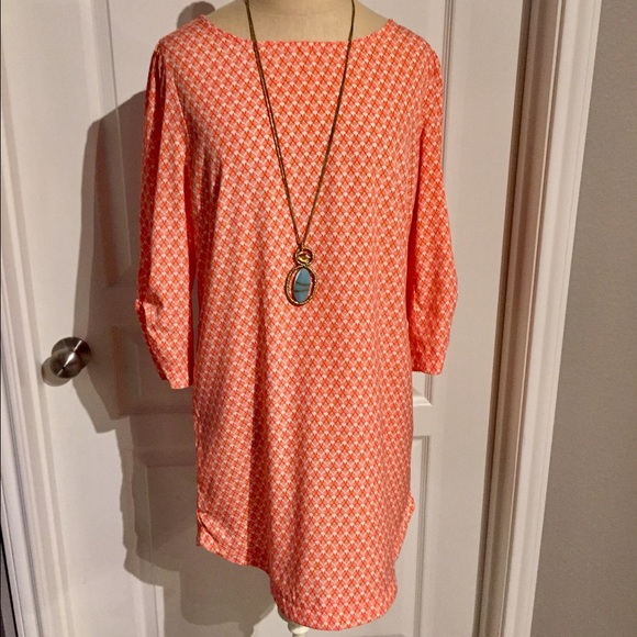Midi length, orange dress