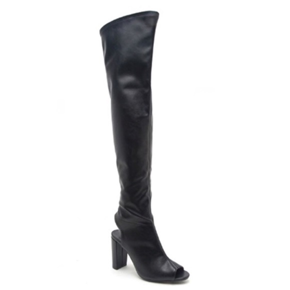 Black Stretch Thigh High Boot