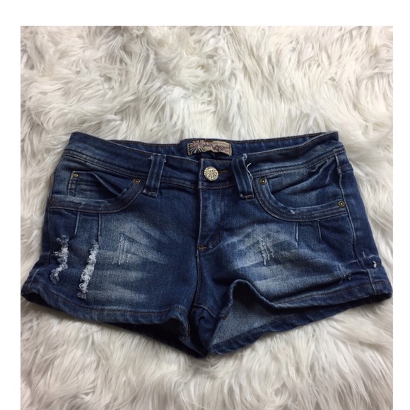 Wall Flower Pants - Wall Flower Distressed Denim Short Shorts
