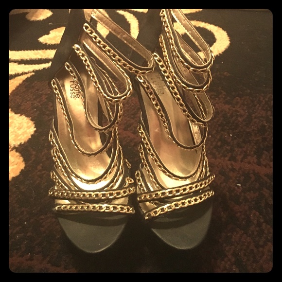 Charlotte Russe gold chain zip up wedges.