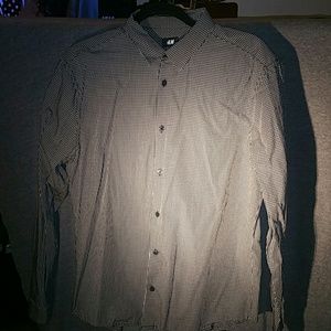 H&M Black Check Men's Slim-fit Casual Dress Shirt