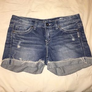 Silver jean shorts