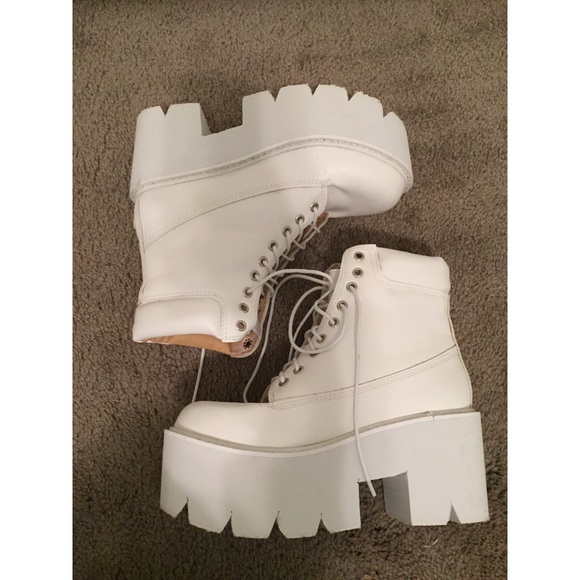 White Foax Leather Platform Boots
