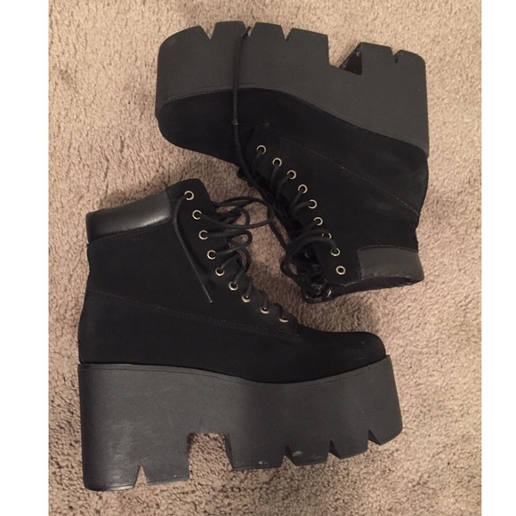Black Platform Lace Up Boots