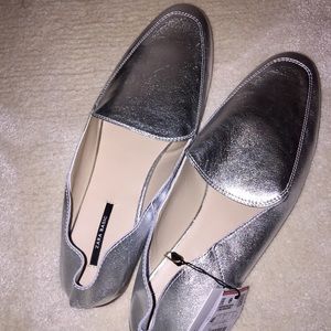 Zara Basic Silver Loafers