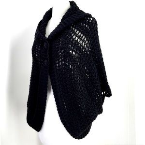VERTIGO Black Knit Hooded Poncho NWT Never Worn