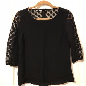Black mesh polka dot top