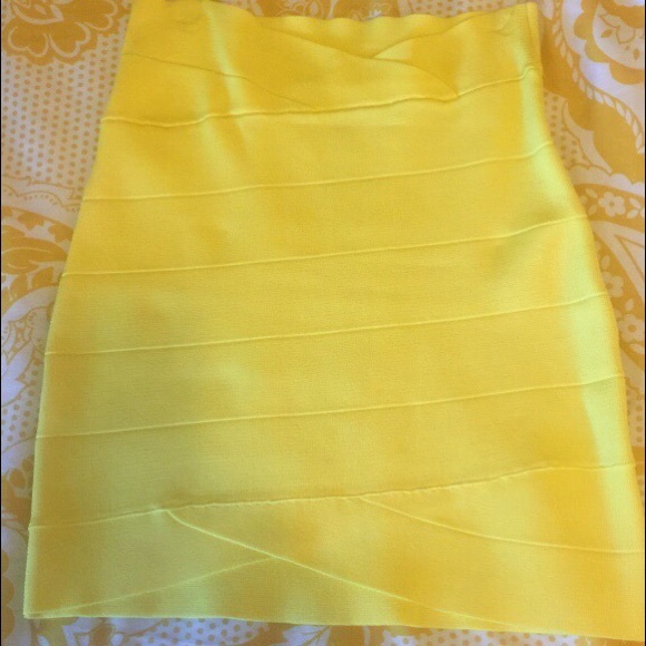 Bright yellow bandage mininskirt