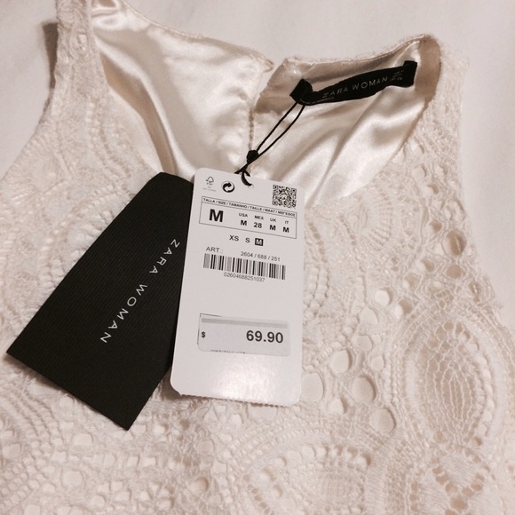 Zara  white lace crop blouse Size M - Picture 3 of 4