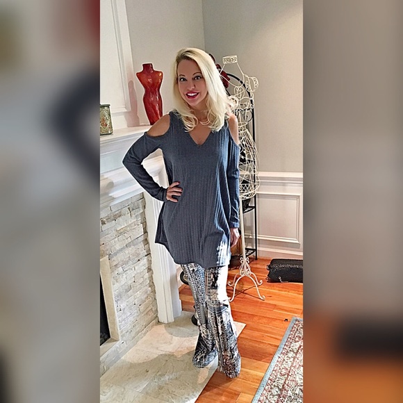 blue ribbed tunic/dress with pockets! LAST ONE - Picture 4 of 4