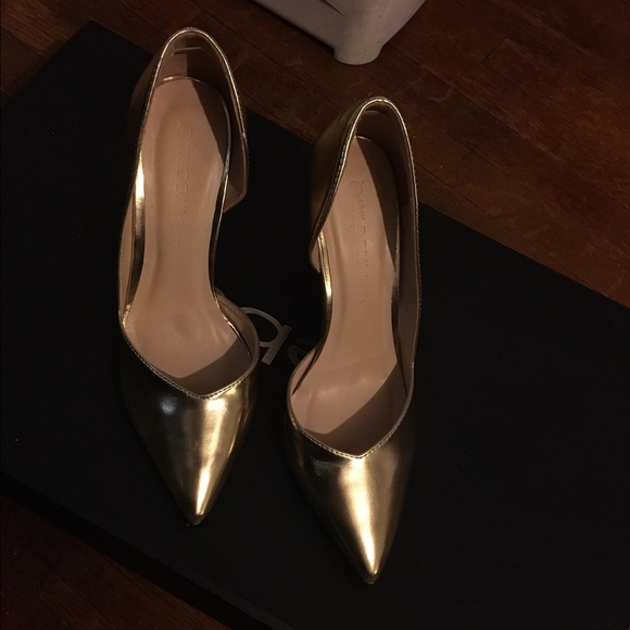 Gold Faux leather Heels