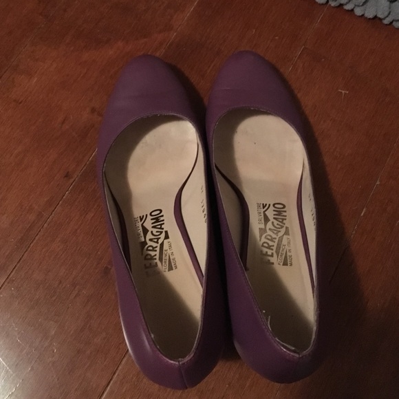 Salvatore Ferragamo Peep Toe Wedge Logo Pumps - Sissi Mid  Ferragamo wedge
