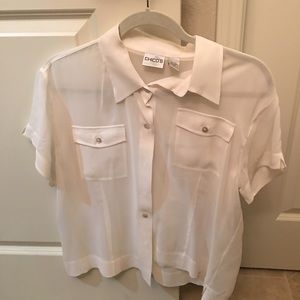 Sheer button up short sleeve