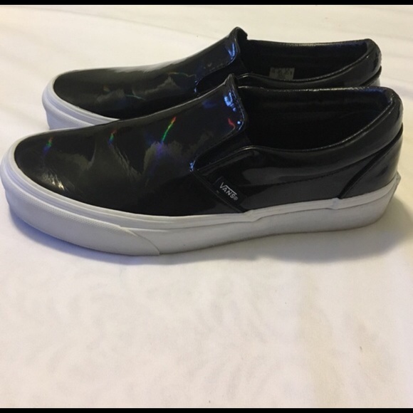 Black Holographic slip-ons