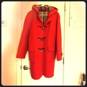 Burberry 100% Wool Toggle Plaid Coat