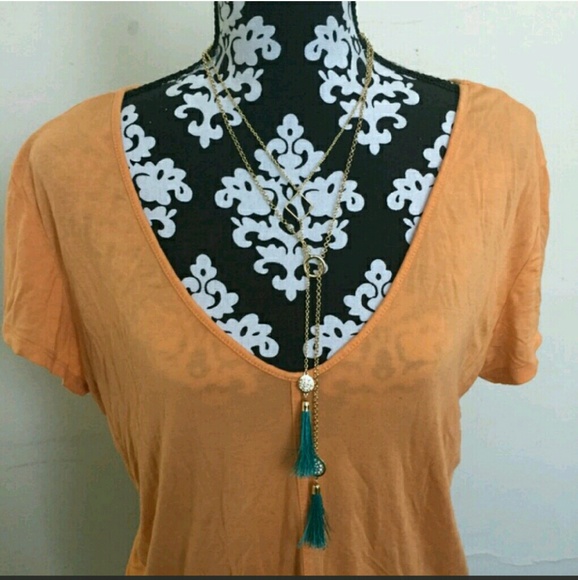 Anthropology Bordeaux Double V-Neck Tee