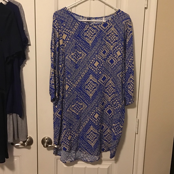Royal blue/tan dress