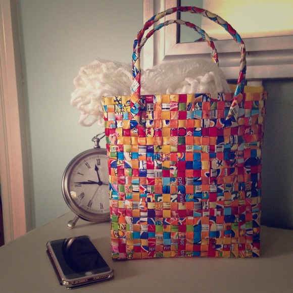 Recycled bottle and juice box  "junk wave" bag